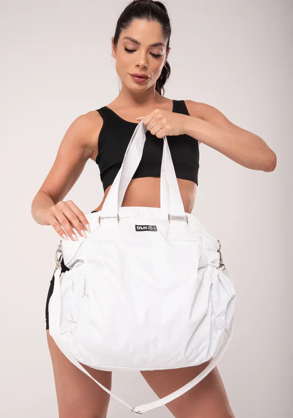 Bolsa de ombro e transversal branco dlk com 2 bolsos externos