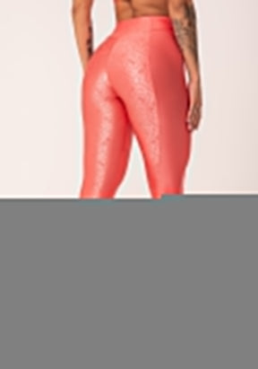 Legging fitness feminina coral com recortes e logomania flow