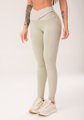 Legging fitness feminina oliva cós transpassado harmony