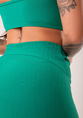 Legging fitness feminina verde cós transpassado harmony