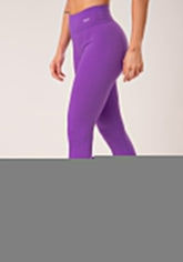Legging fitness feminina roxo lavanda canelada com cós alto seamless+