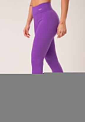 Legging fitness feminina roxo lavanda canelada com cós alto seamless+