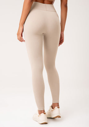 Legging fitness feminina areia canelada com cós alto seamless+