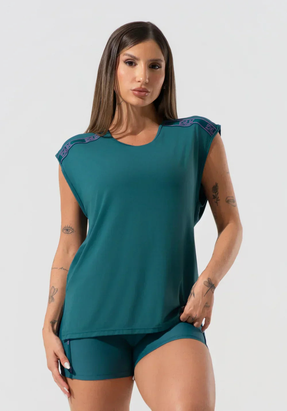 Blusa feminina com elástico nos ombros activity dlk verde